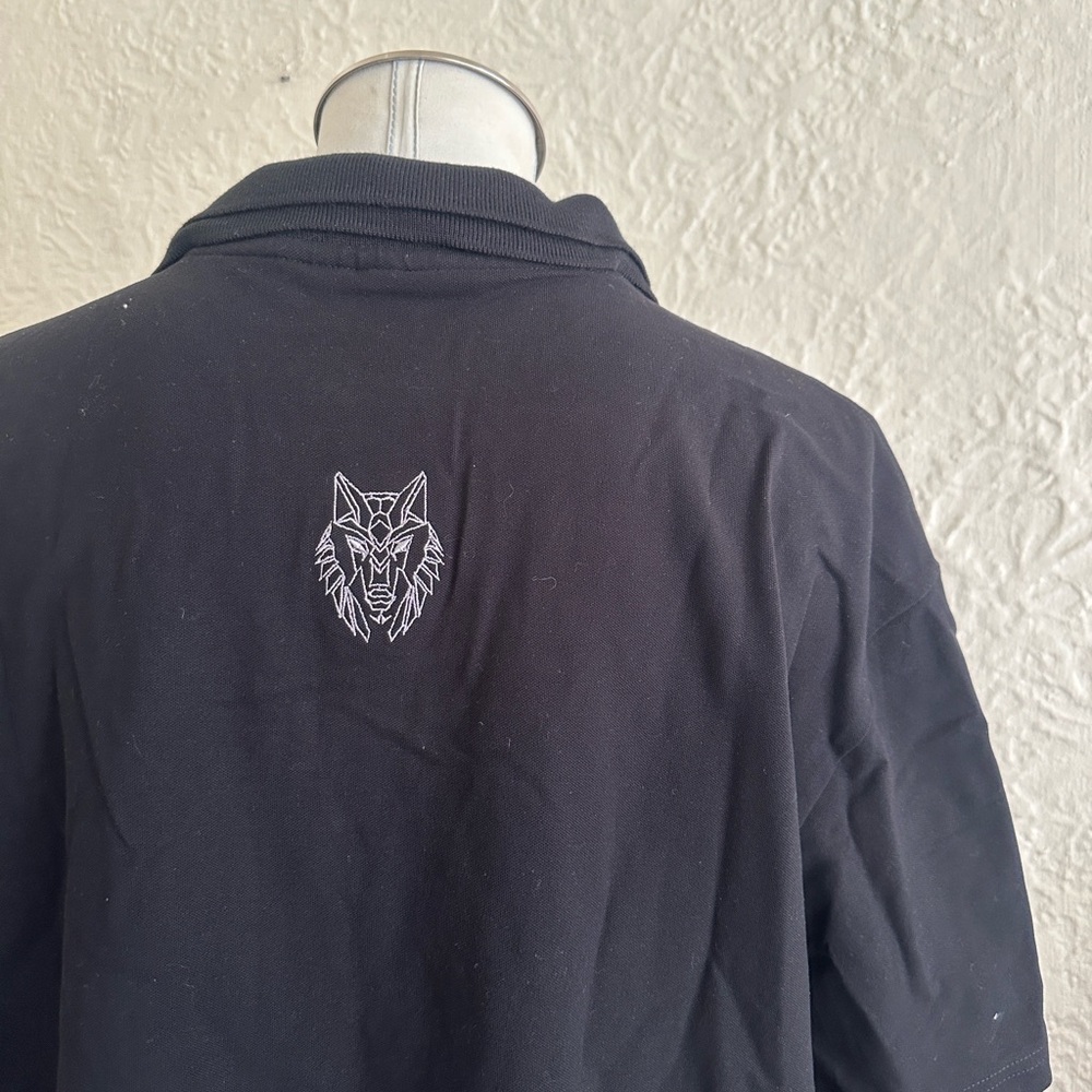 Hades Counterpart Polo Shirt Black Double Collar Silver Embroidered Logo NWT L - Picture 7 of 11